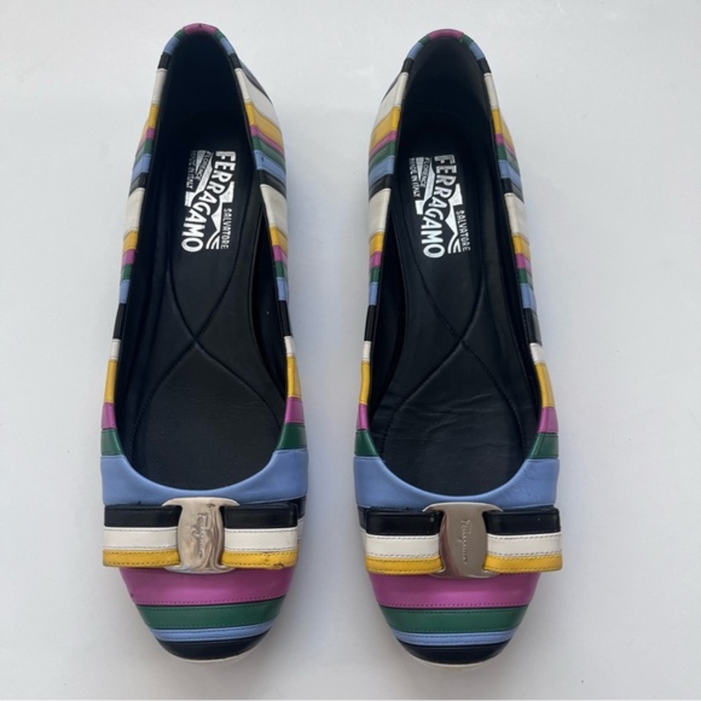 Salvatore Ferragamo Multicolor Striped Flats